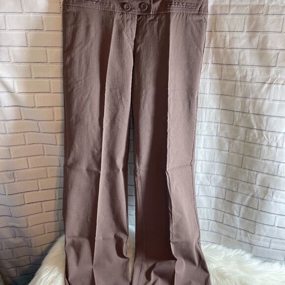 Anthro Elevenses Brown Nylon Blend Trousers Sz 8 - Picture 3 of 6